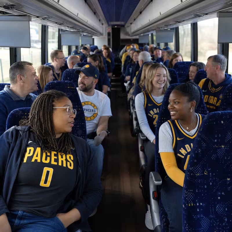 Passenger seating aboard a Indianapolis party bus rental