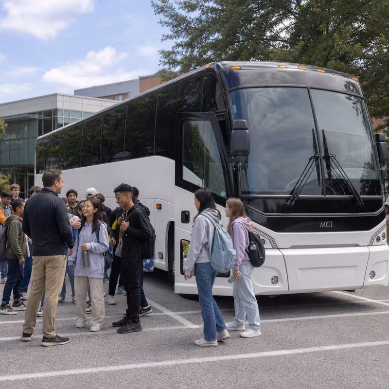 Black Mercedes Sprinter van staged for an Indianapolis School Transportation group