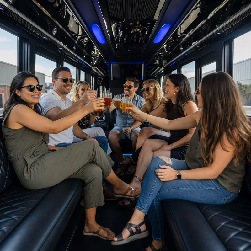 Black Mercedes Sprinter van staged for an Indianapolis Winery & Brewery Tour Transportation group
